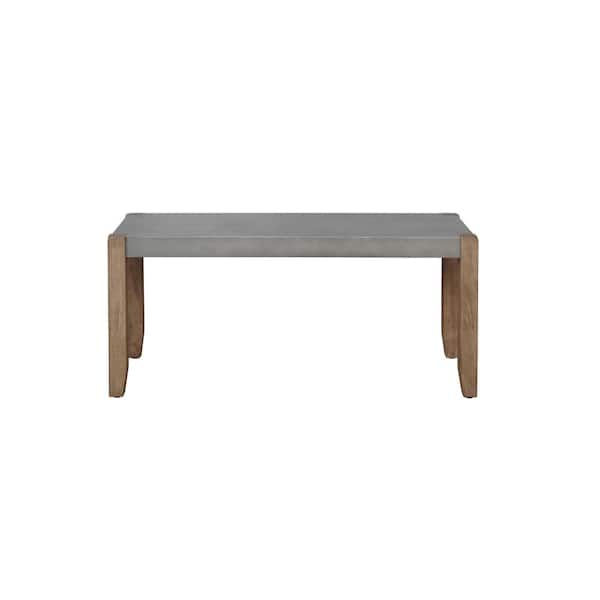 Alaterre Furniture Newport Brown Wood Bench with Concrete Coating 18 in. H x 40 in. W x 15 in. D
