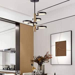 Carson 5-Light Integrated LED Black/Gold Island Chandeliers