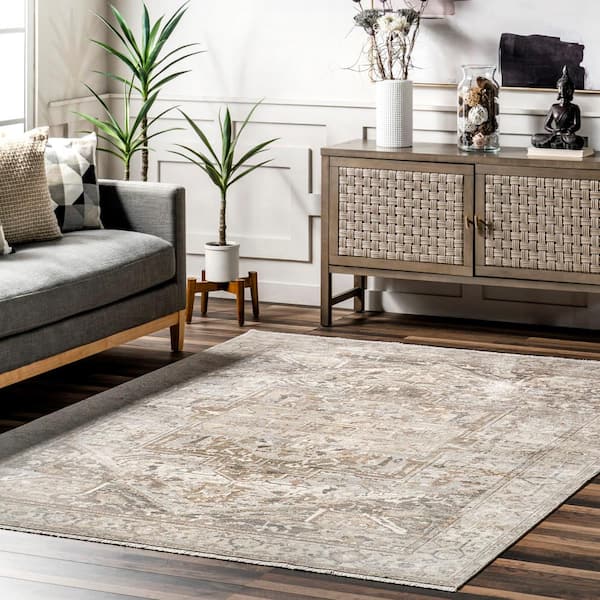 Ethel Medallion Fringe Silver 8 ft. x 10 ft. Area Rug