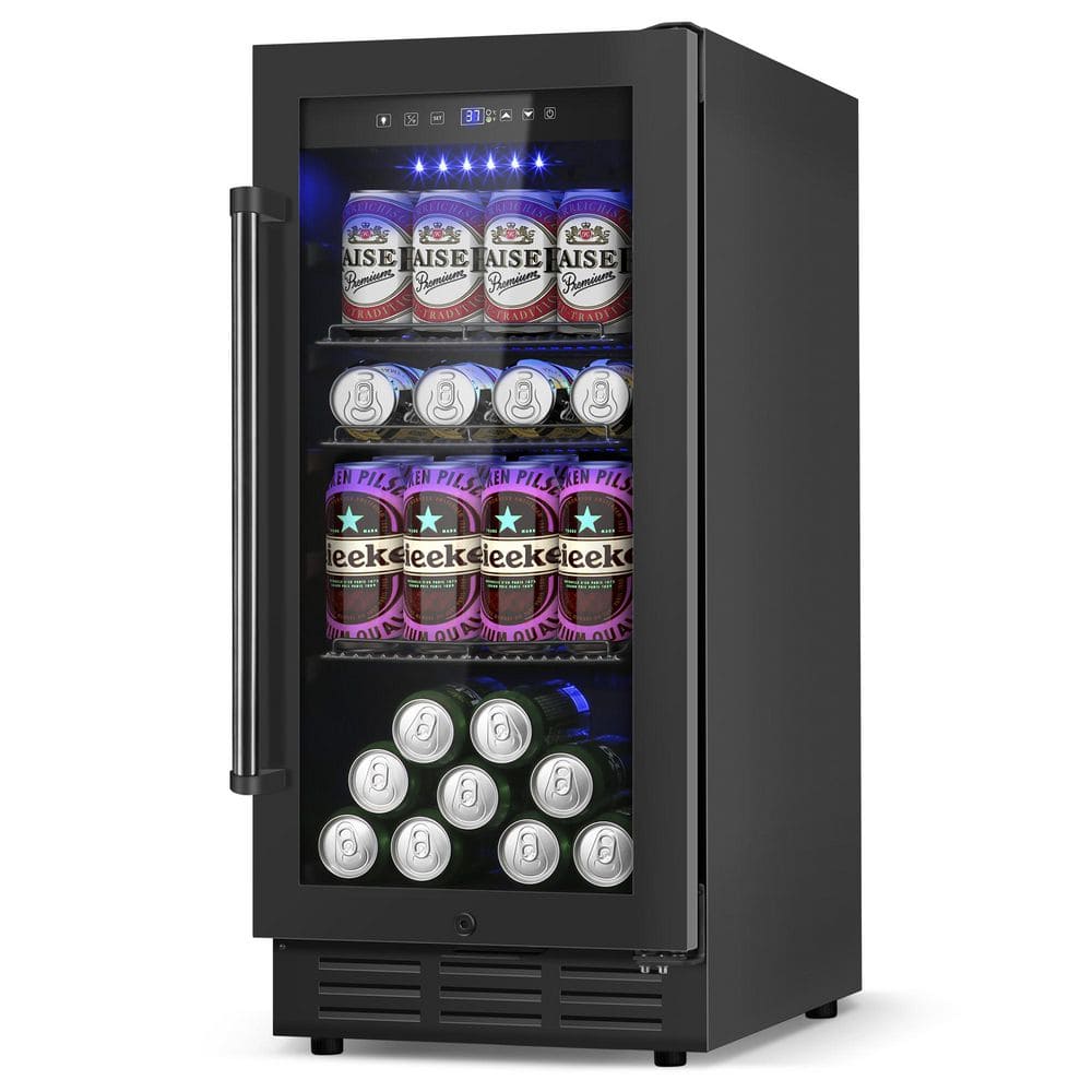 15 in. Single Zone Built-in/Freestanding 120-Cans Beverage Cooler in Black with Childproof Lock and Adjustable Shelves price history on PriceWatchPro