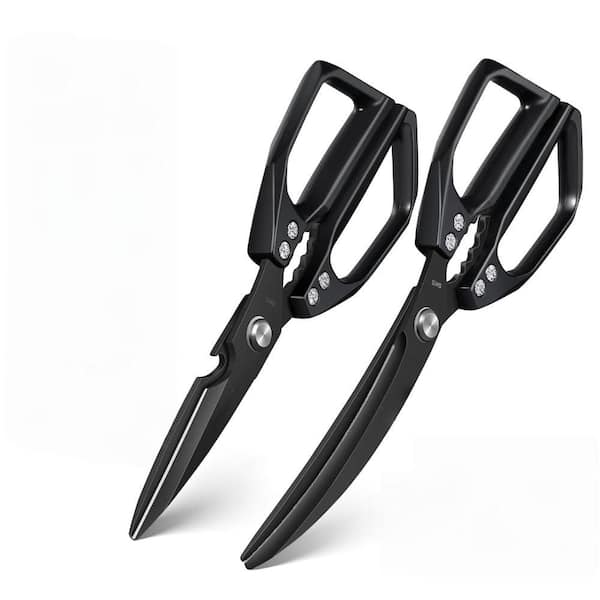 Kitchen Stainless Steel Scissors Set, Kitchen Gadgets, Meat Scissors Dishwasher Safe, Heavy Duty Poultry Shears, Black