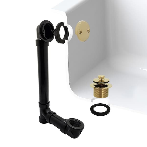 1-1/2 in. Twist and Close Schedule 40 ABS Bath Waste with 2-Hole Elbow in Polished Brass