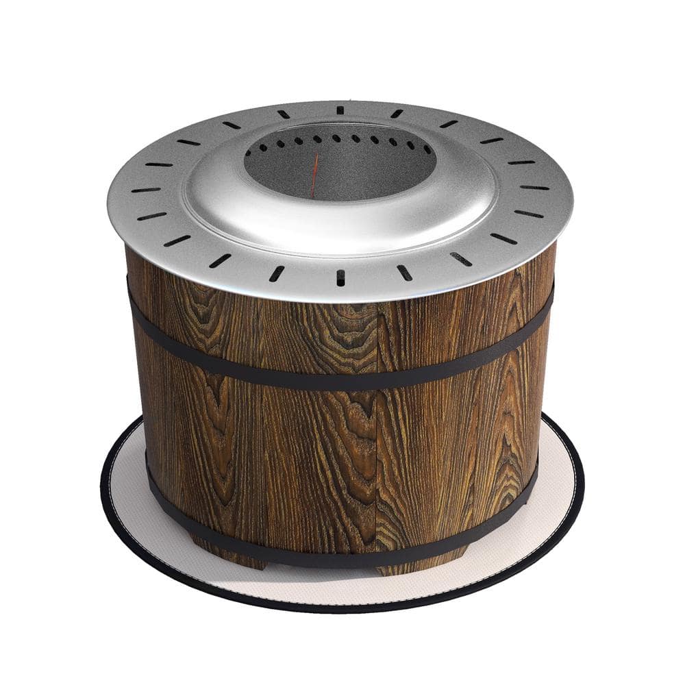Smokeless Fire Pit with Fireproof Mat 20 in. Barrel Style Portable Wood Bur