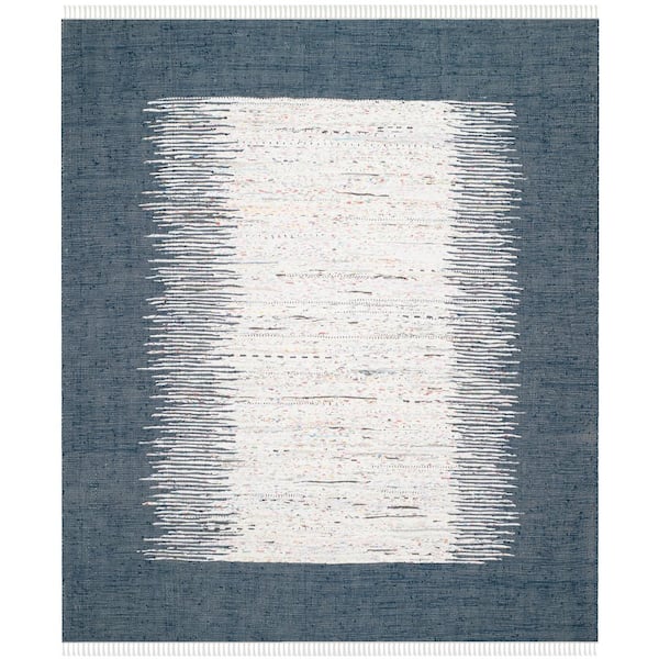 Montauk Ivory/Navy 9 ft. x 12 ft. Border Area Rug