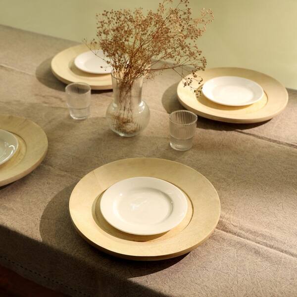 Unbranded New Beige Flower Shape Wood 13 Decorative Charger Plate,  Dinning Placemat Tableware, Eco-Friendly Platte (1-Piece) MS-B346P321279