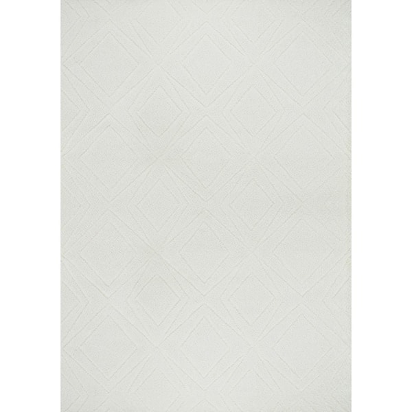 Pasargad Home Paris Shag Ivory 8 ft. x 10 ft. Geometric Area Rug