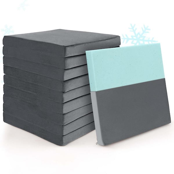 Costway Grey Seat Cushions Gel Memory Foam Non-slip Bottom Dining Office Chair Pad Set of 10