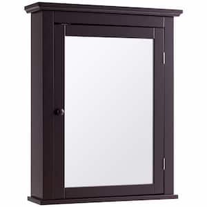 22 in. W x 27 in. H Rectangular Brown MDF Surface Mount Medicine Cabinet with Mirror