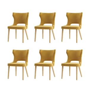 Sofia Mustard Mid-century modern Dining Chair with Solid Wood Legs Set of 6