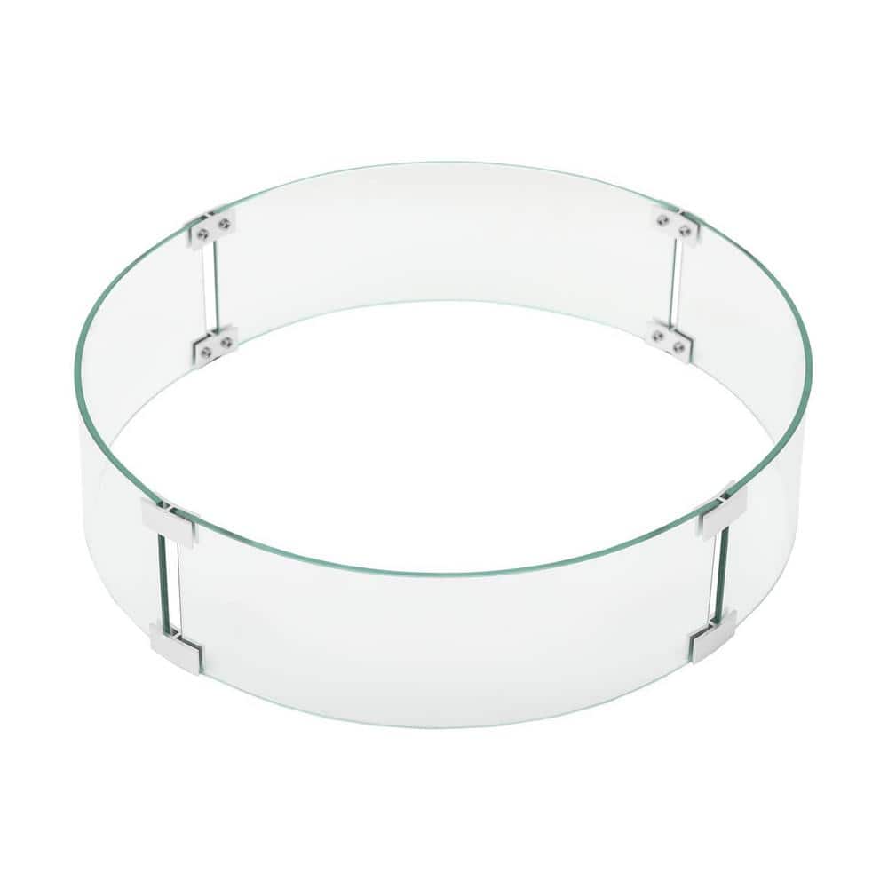 Luxury 26 in. x 6 in. Fire Pit Insert Round Tempered Glass Wind Guard Block
