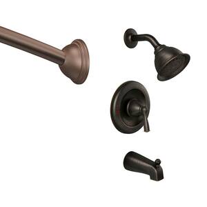 Banbury Single-Handle 1-Spray 1.75 GPM Tub and Shower Faucet with Curved Shower Rod in Mediterranean Bronze