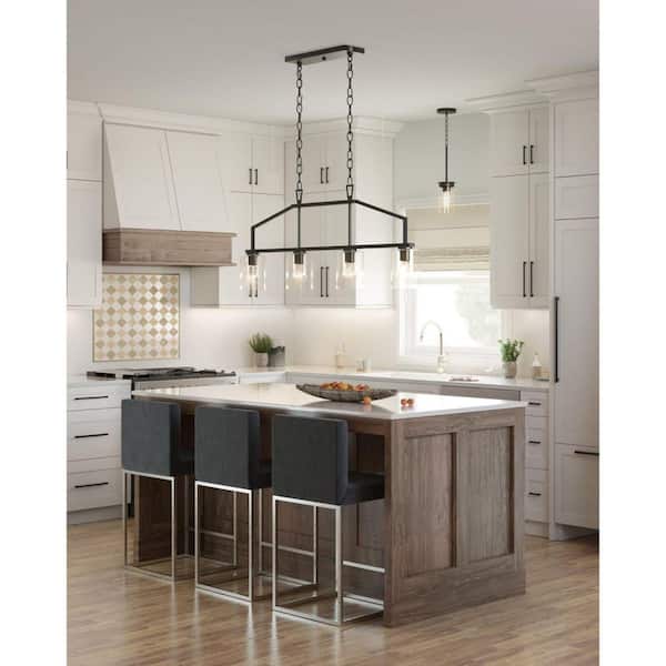 Progress Lighting Kellwyn 4-Light Brushed Nickel Transitional Clear Glass Lantern Medium Hanging Pendant Light