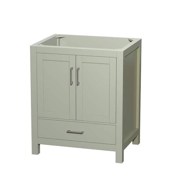 Wyndham Collection Sheffield 29 in. W x 21.75 in. D x 34.5 in. H Single Bath Vanity Cabinet without Top in Light Green