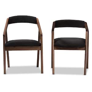Wendy Dark Grey and Walnut Brown Fabric Dining Chair (Set of 2)