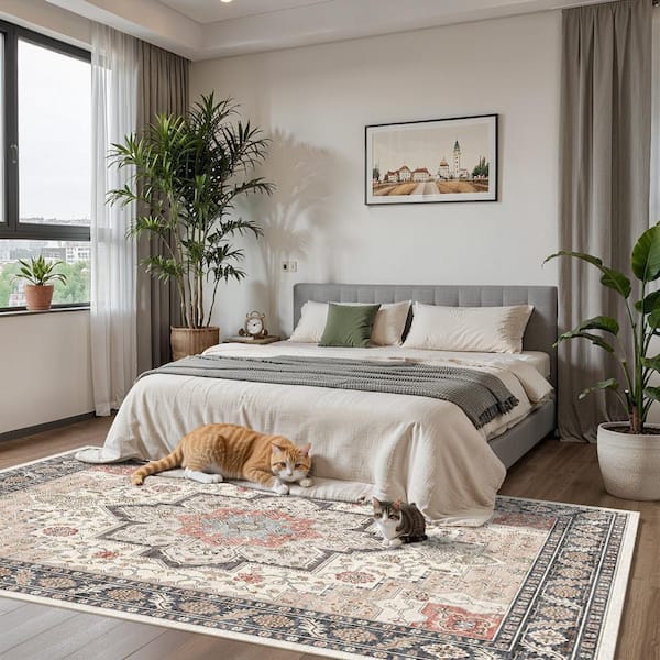 8 ft. x10 ft. Indoor Machine Washable Rug Soft Brown