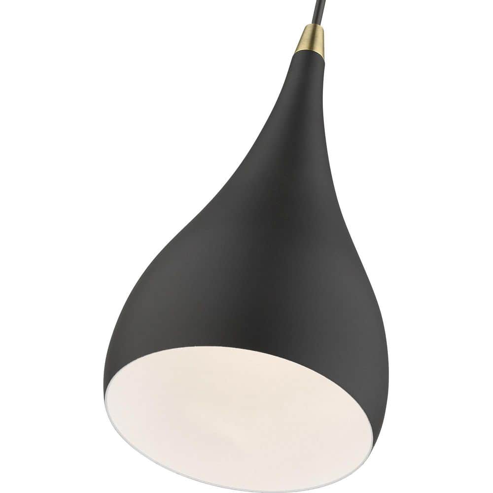 Textured Black and Antique Brass Mini Pendant Light