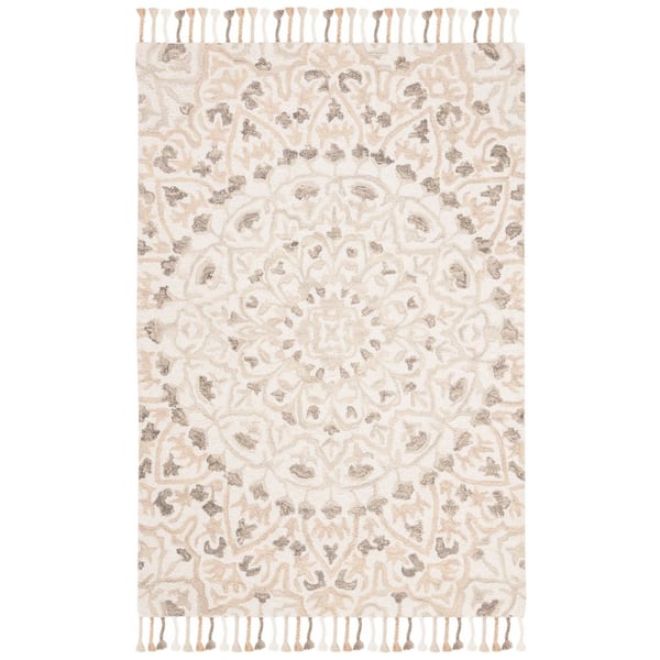 Blossom 4 ft. x 6 ft. Ivory/Taupe Garden Medallion Area Rug