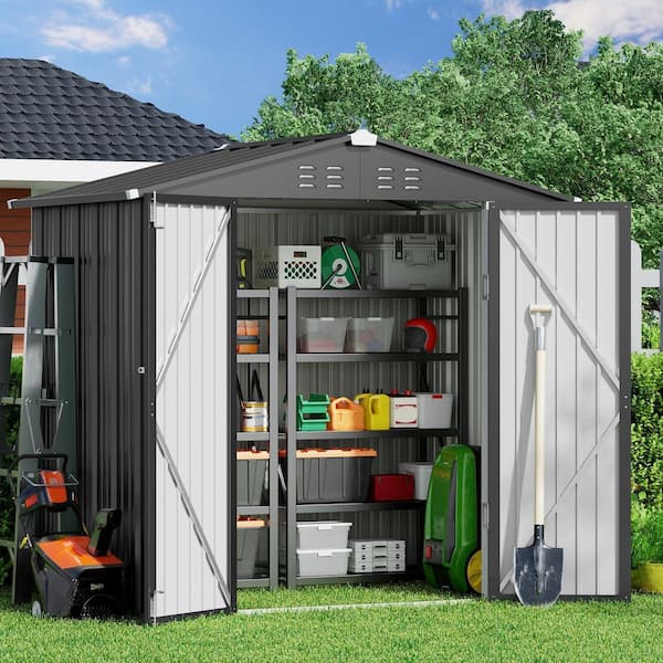 Lofka 6 x 4 ft. (24 sq. ft.) Galvanized Metal Outdoor Storage Shed