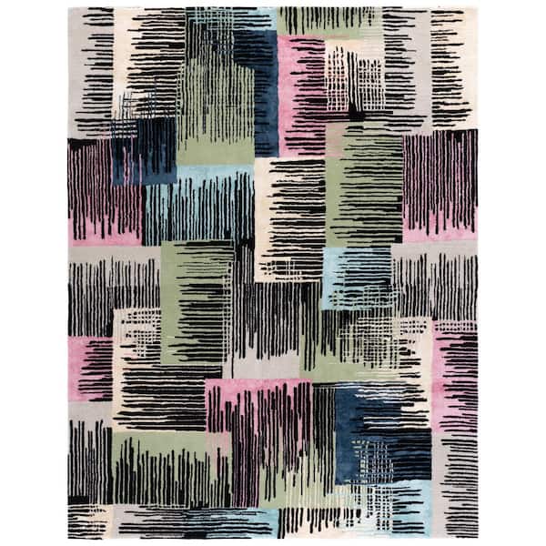 Fifth Avenue 9 ft. x 12 ft. Black/Pink Abstract Area Rug