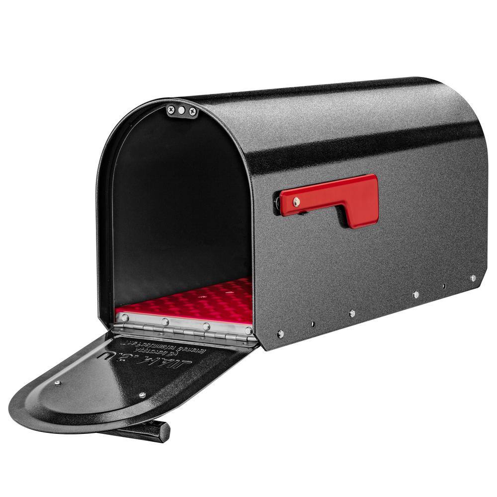 Sequoia Large Pewter Steel Post Mount Mailbox