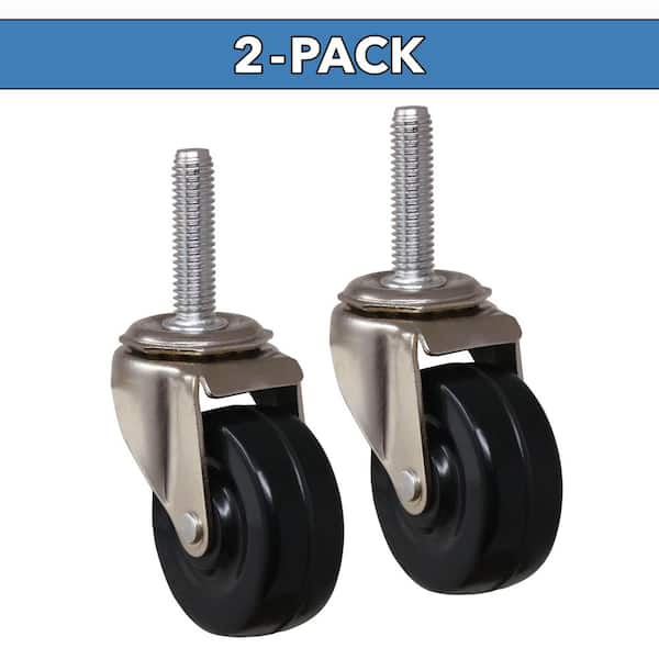 Everbilt 2 in. Black Soft Rubber and Steel Swivel Threaded Stem