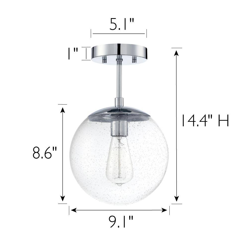 Matte Black and Chrome Glass Globe LED Ceiling Light