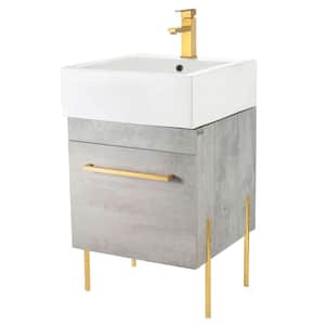 Concordia 20.12 in. W x 19.62 in. D x 33.50 in. H Bathroom Vanity in Gray Marble with White Ceramic Top