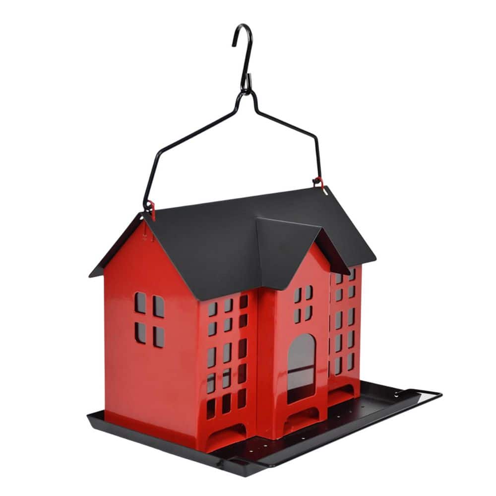 Red Metal Hanging Mount Weatherproof 3-Compartment Bird Feeder for Finch Cardinal Chickadee, 5.6LB price history on PriceWatchPro