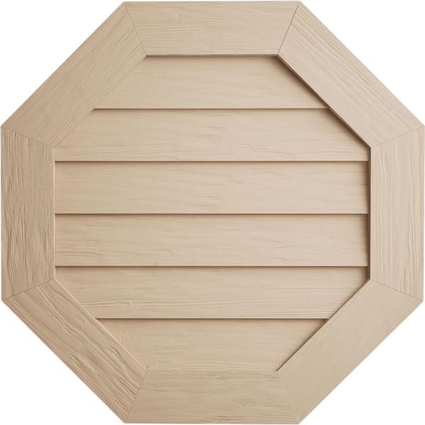 Ekena Millwork 24 in. x 24 in. Octagon Rough Sawn Polyurethane Timberthane Faux Wood Non-Functional Paintable Gable Vent