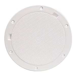 Pry-Out Deck Plate - 8 in. with Pebble Center, White