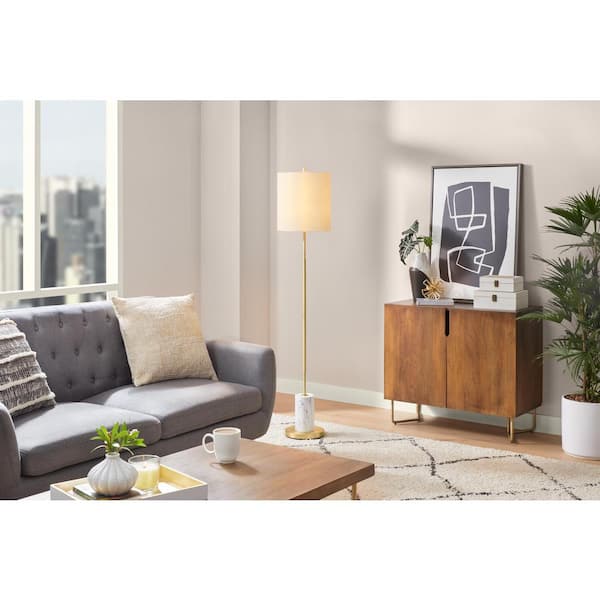Hampton Bay Ashton 60 in. Torchiere Floor Lamp with Marble Base