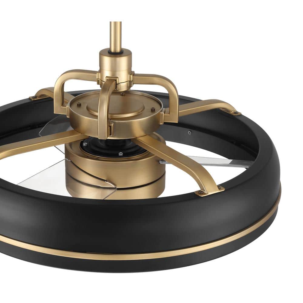 Taylor 20'' Flat Black and Satin Brass Ceiling Fan with LED Light and Remote