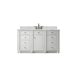 Bristol 60.0 in. W x 23.5 in. D x 34 in. H Bathroom Vanity in Bright White with Ethereal Noctis Quartz Top