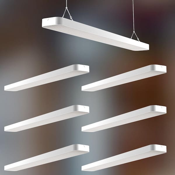 6-Pack 4 ft. 7000 Lumens Integrated LED Black Wraparound Light Garage Shop Light 120V 5000K Bright White