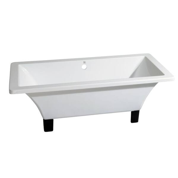 Aqua Eden Modern 5.9 ft. Acrylic Dual Ended Clawfoot Non-Whirlpool Bathtub in White with Square Feet in Oil Rubbed Bronze