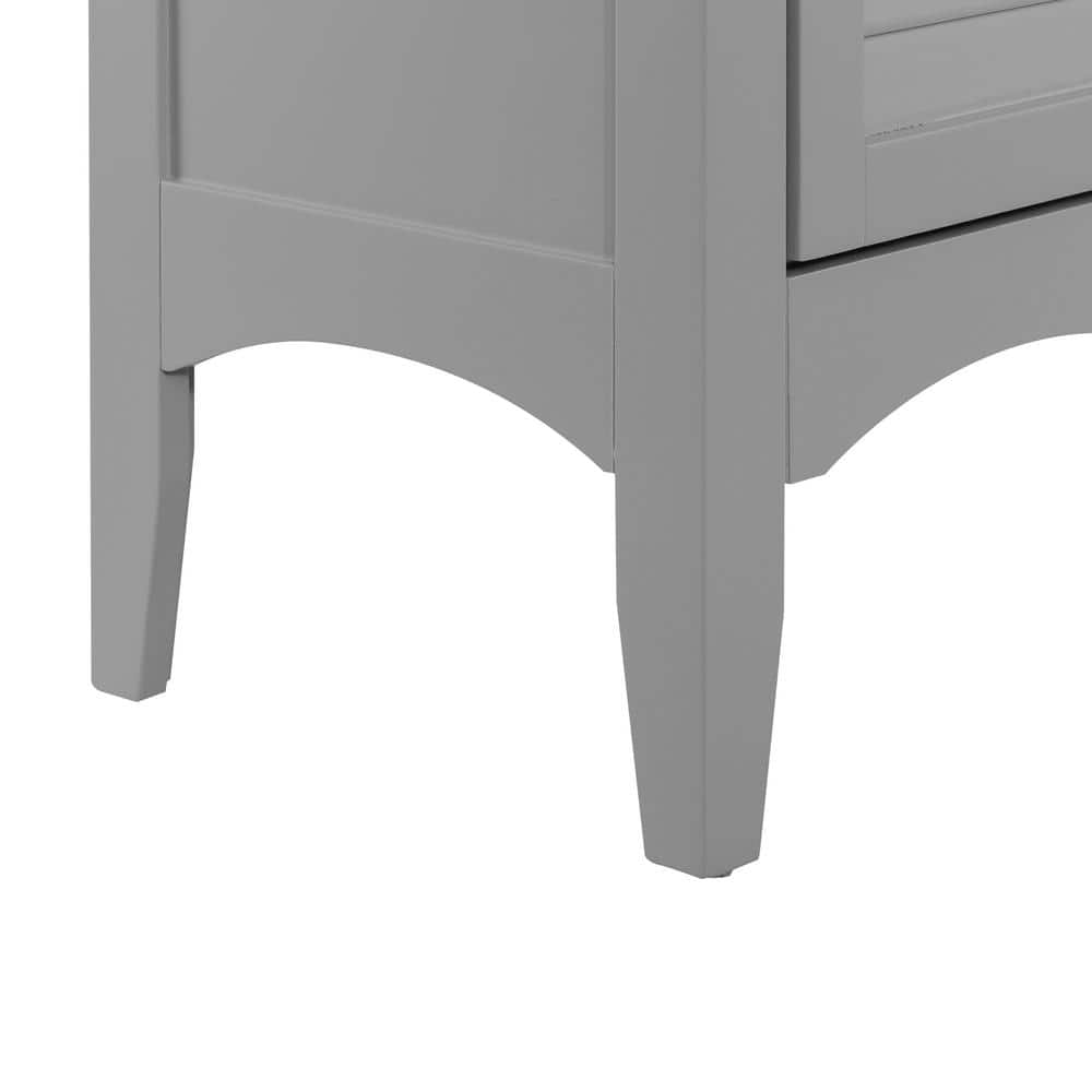 Gray Tall Wooden Cabinet with Adjustable Shelving