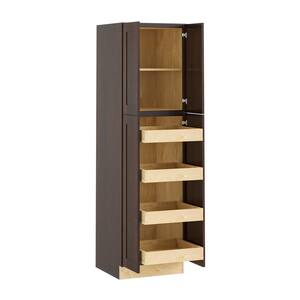Franklin Assembled 24x84x24 in. Plywood Shaker Utility Kitchen Cabinet Soft Close 4 rollouts in Stained Manganite