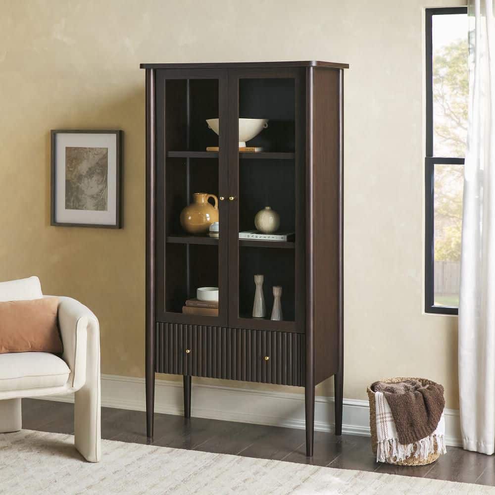 Walker Edison Furniture Company Samantha 72.5 in. Tall Dark Brown