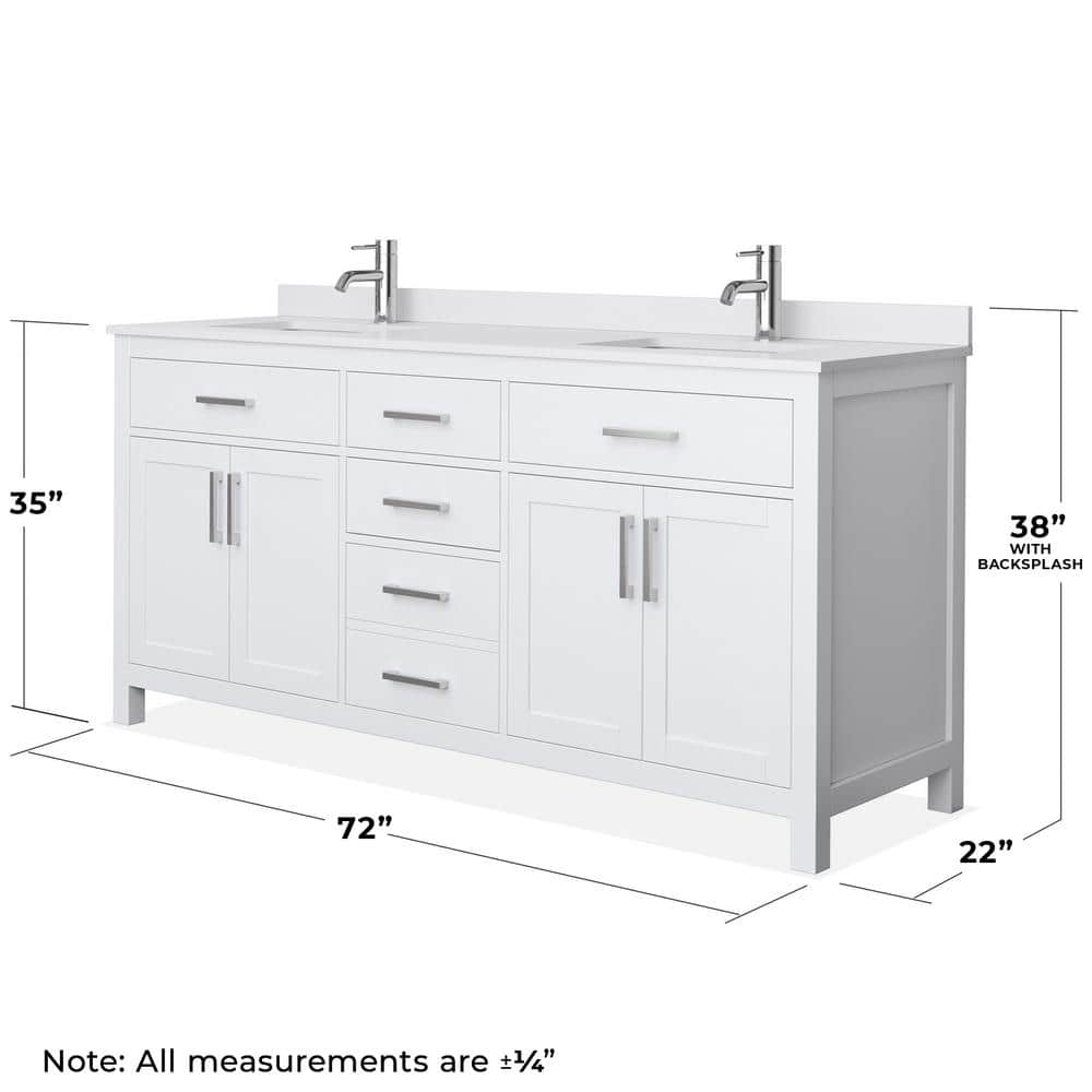 Beckett Classic 72" White Cultured Marble Double Bathroom Vanity