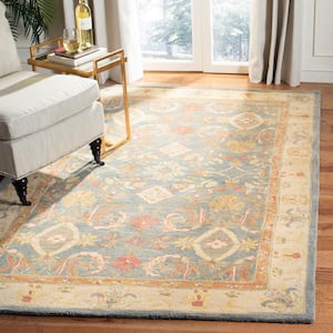 Anatolia Light Blue/Ivory Doormat 3 ft. x 5 ft. Floral Area Rug
