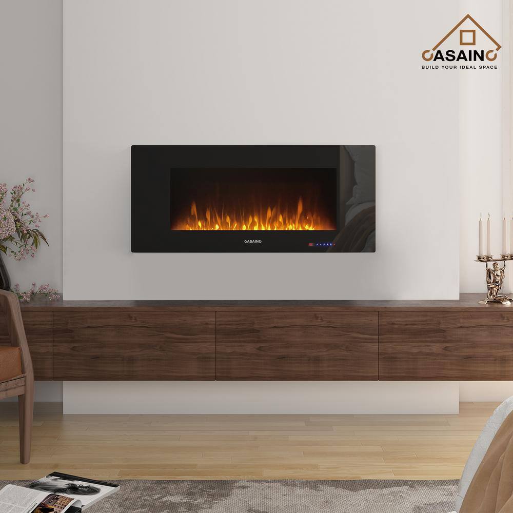 CASAINC 42 in. Black Toughened Wall Mounted Electric Fireplace Winter Home  Decor VL-WF-WM42 - The Home Depot