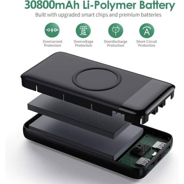 Yichuhaoxi 30800mAh 15W Wireless Charger Portable Power Bank with