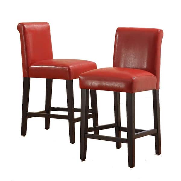 Home Decorators Collection 24 in. H Burgundy Wine Faux Leather Bar Stools (Set of 2)-DISCONTINUED