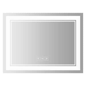 48 in. W x 36 in. H Large Rectangular Frameless Anti-Fog LED Light Dimmable Wall Bathroom Vanity Mirror in Silver