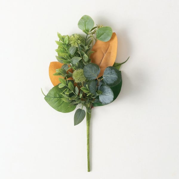 SULLIVANS Artificial 18 in. Magnolia and Eucalyptus Pick, Green