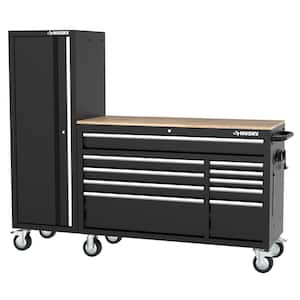 Modular Tool Storage 72 in. W Standard Duty Black Mobile Workbench Cabinet with 20 in. Side Locker