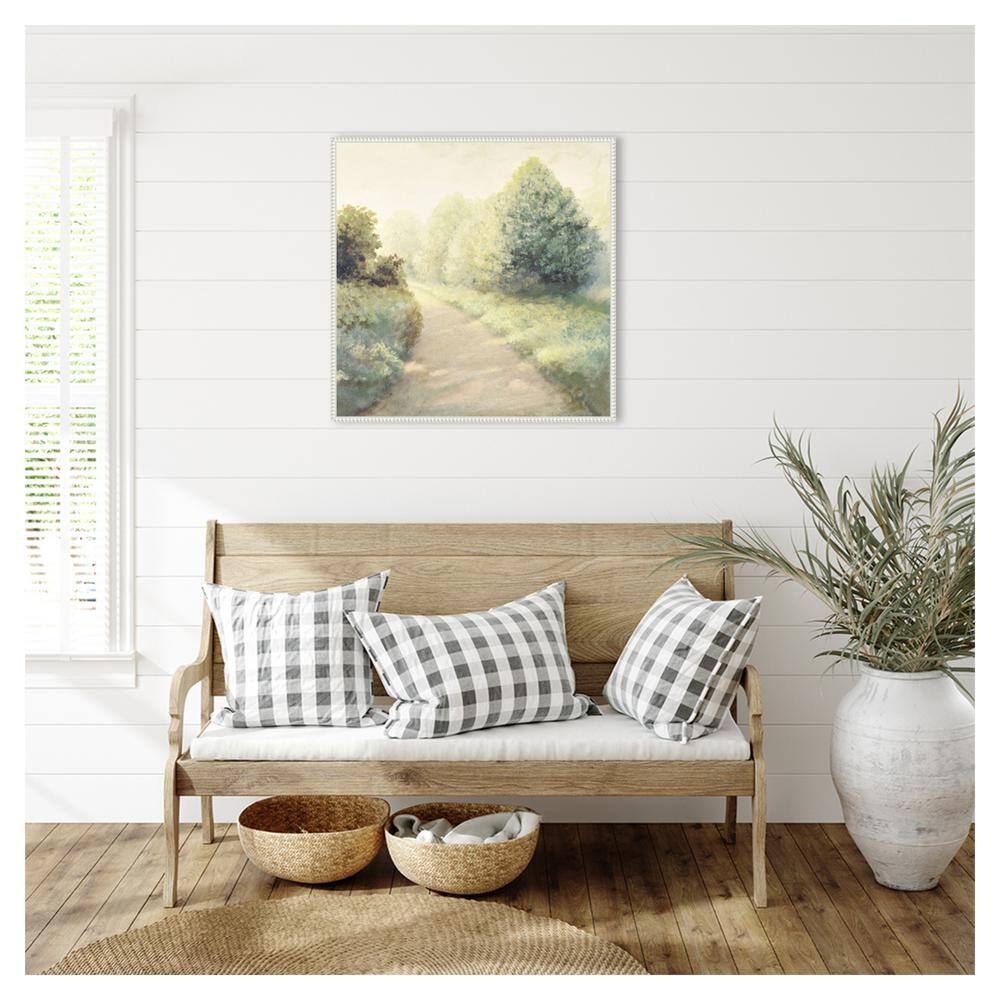 Michael Marcon 30"x30" Sylvie Beaded White Framed Canvas Nature Print