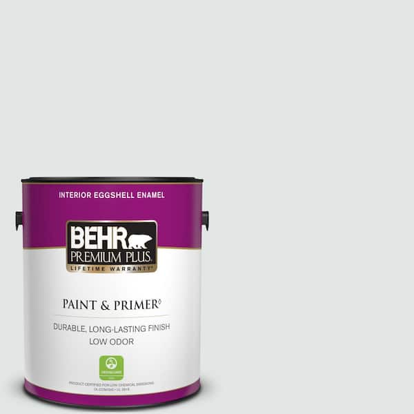 BEHR PREMIUM PLUS 1 gal. #BL-W02 Ice Sculpture Eggshell Enamel Low Odor Interior Paint & Primer