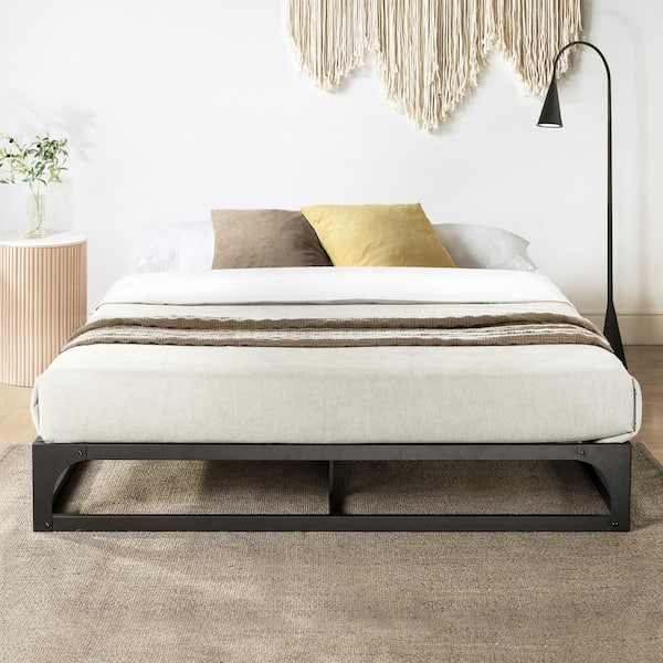 Ace of Base 9 in. Black King Hinged Metal Platform Bed Heavy Duty Steel Slats