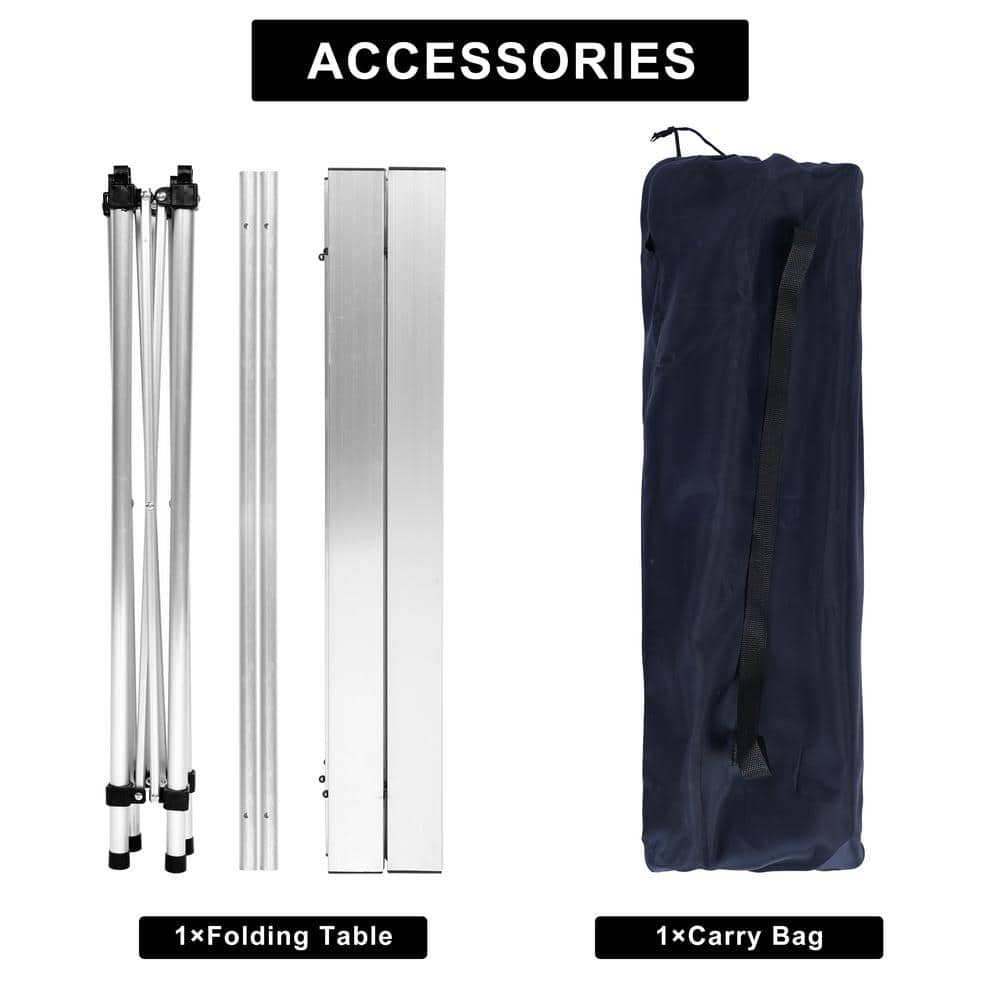 Ultra-Compact White Aluminum Folding Camping Table with Carry Bag